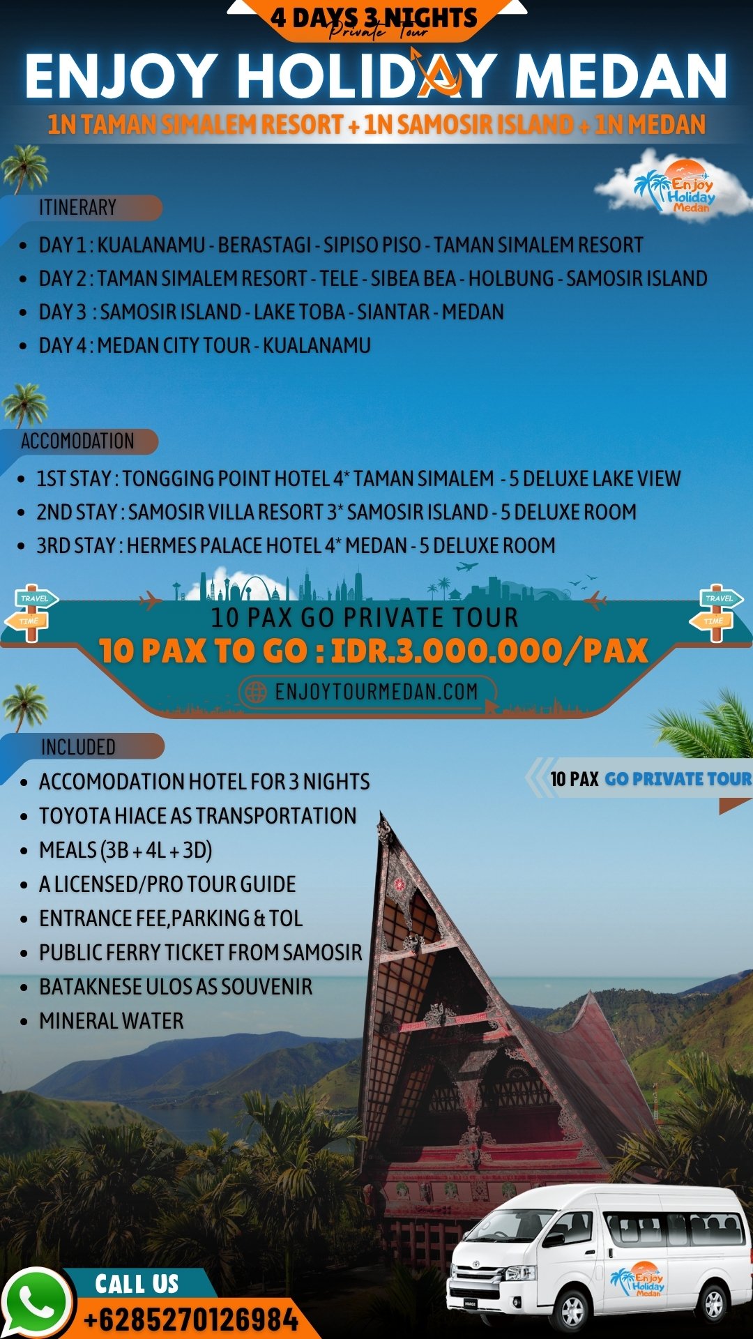 4D3N Lake Toba Tour From Singapore