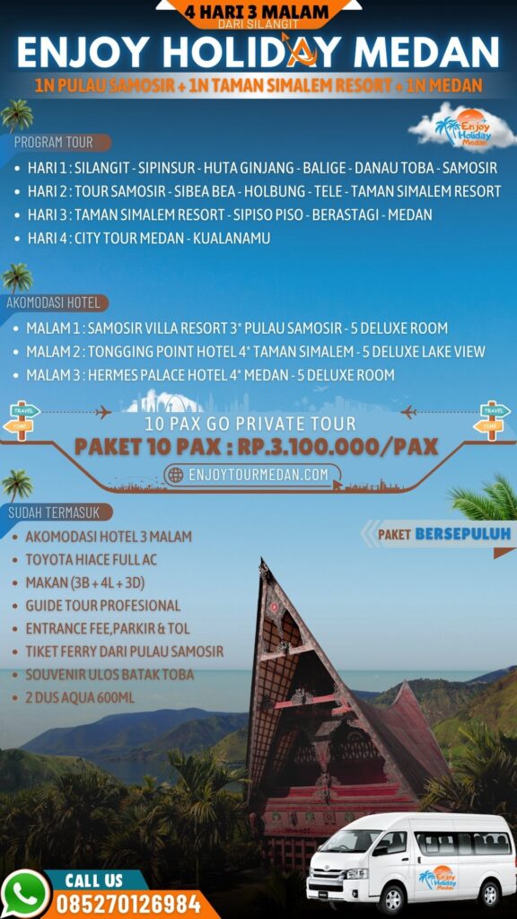 4D3N Paket Wisata Danau Toba Dari Silangit