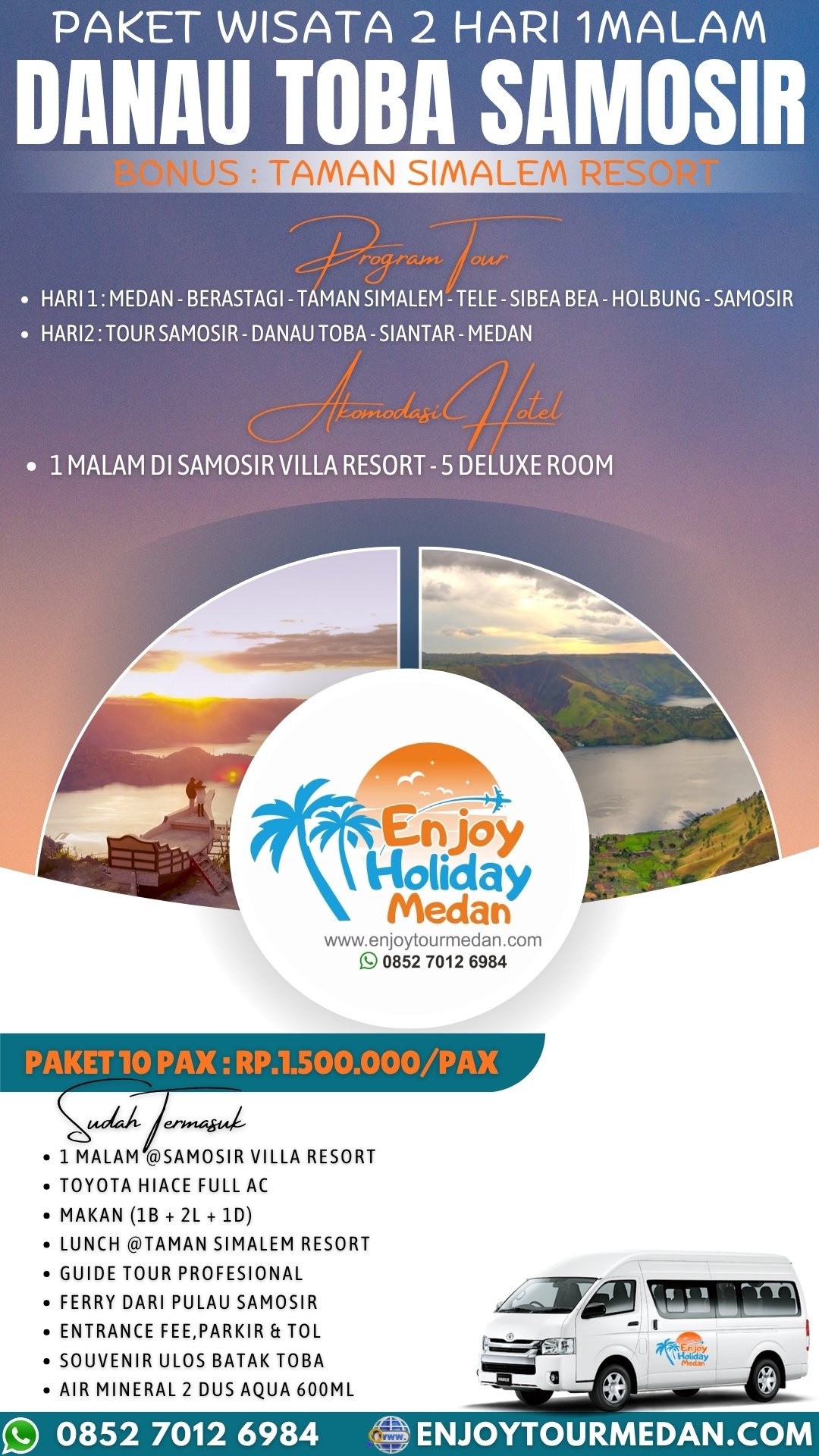 Itinerary Paket Wisata Danau Toba 2 Hari 1 Malam