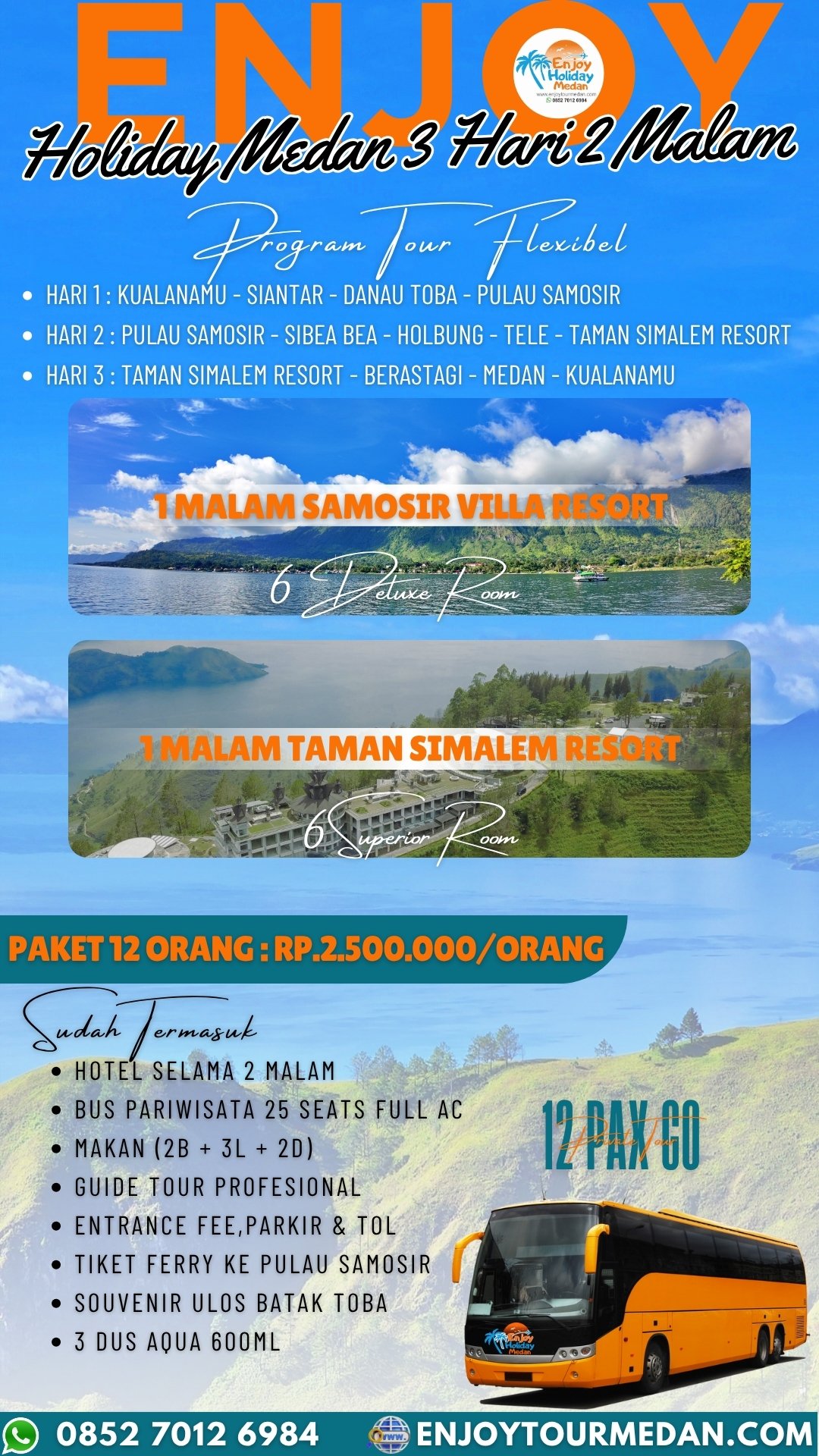 Paket Wisata Danau Toba Berastagi 3D2N